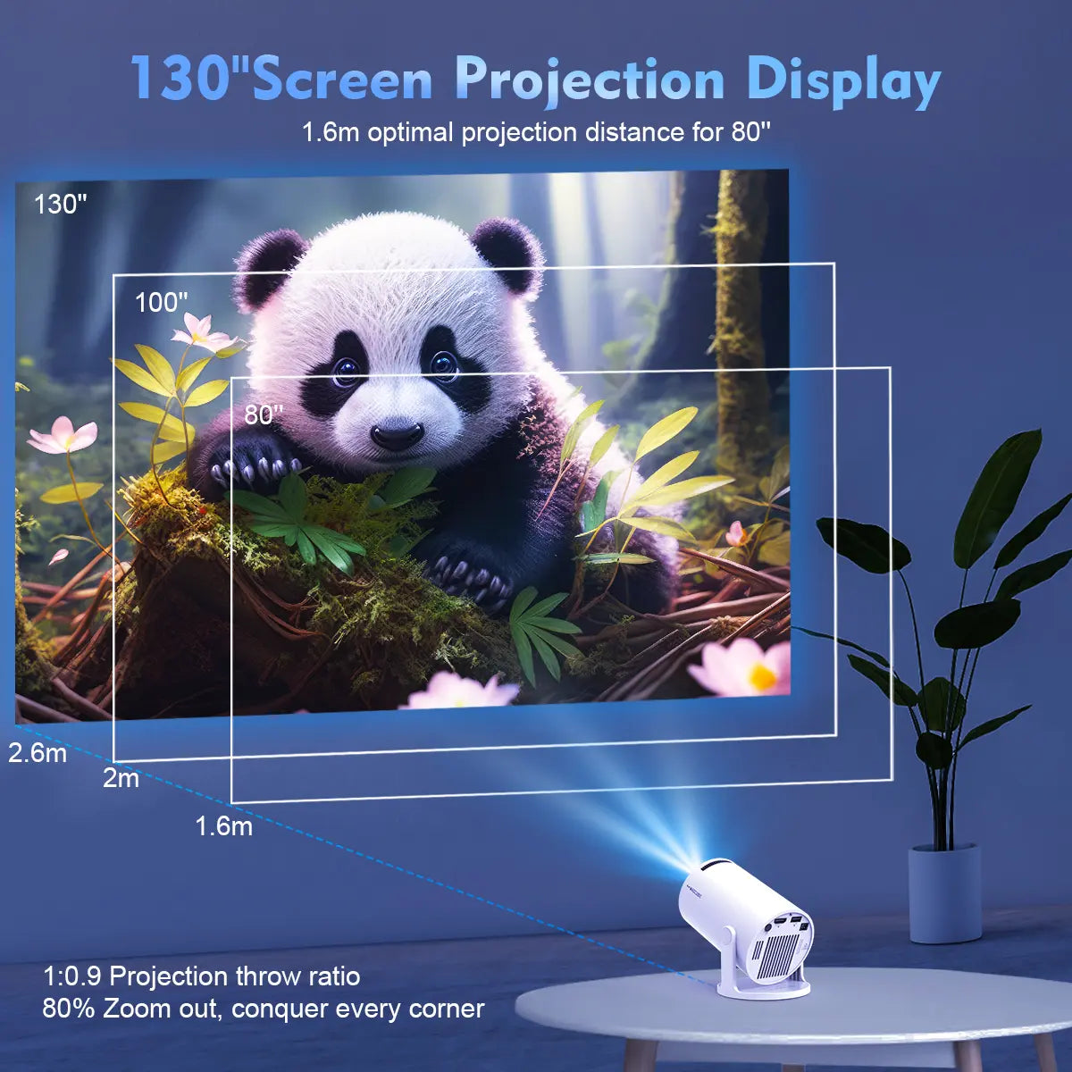  Magcubic Hy300Pro Projector 290ANSI Android 14.0 Dual Wifi6 8K 4K Decode Auto Keystone Correction Wireless BT5.4 130"Screen 1280*720P Built-In Speaker Allwinner H726 180° Rotatable Mini Portable Home Cinema Outdoor Audio Summervibes Gift