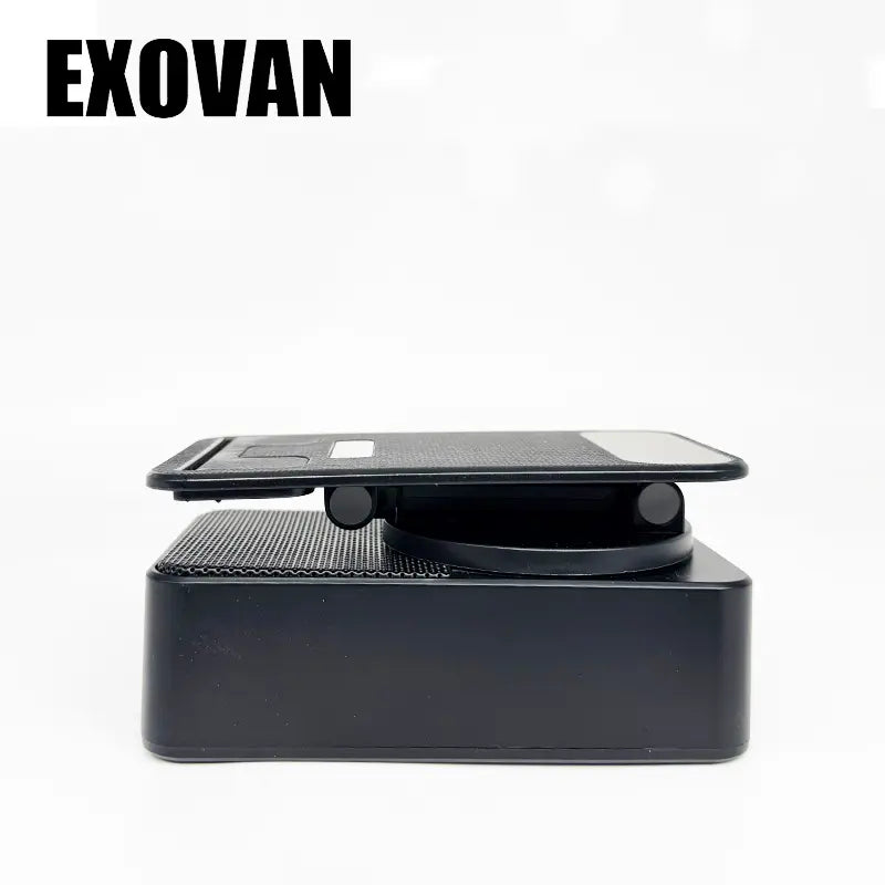 Wireless Bluetooth Audio Speaker with 5-in-1 Phone Holder, Emergency Rechargeable, Colorful Ambient Light, 300° Foldable Design for Tablets and Smartphones, Ideal Gift for Men and Women, Black