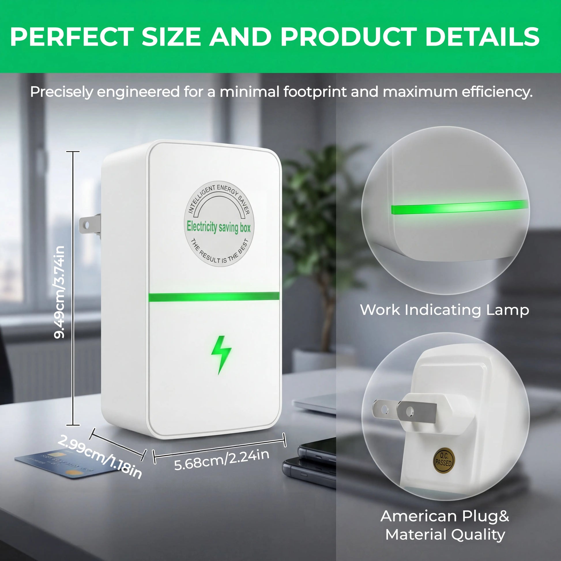 Plug-In Power Box with US Plug, Compatible with 90-250V Input Range Multi-Outlet