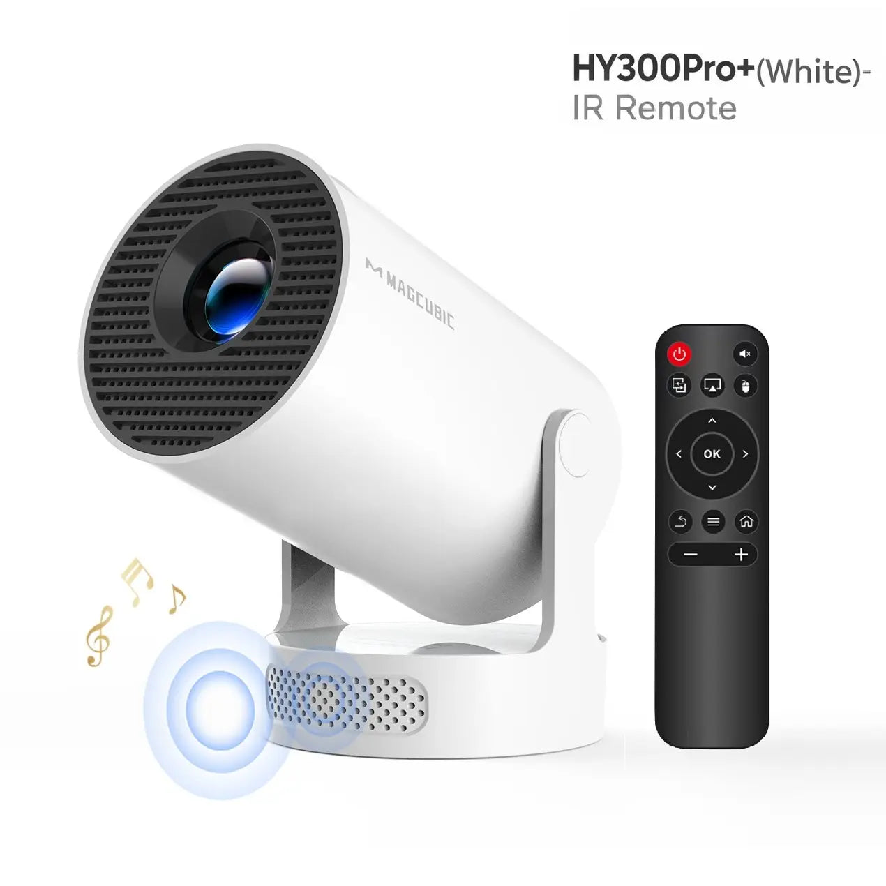  Magcubic Hy300Pro Projector 290ANSI Android 14.0 Dual Wifi6 8K 4K Decode Auto Keystone Correction Wireless BT5.4 130"Screen 1280*720P Built-In Speaker Allwinner H726 180° Rotatable Mini Portable Home Cinema Outdoor Audio Summervibes Gift